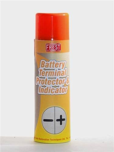Frost Battery Terminal Protector Aerosol Indicator cleans off corrosive deposits