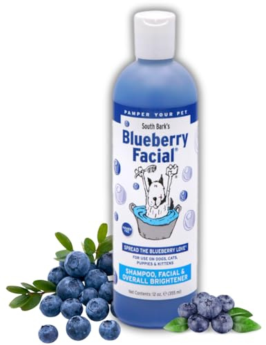 ShowSeason South Bark's Blueberry Facial® Pet Shampoo 12 oz. | Brightener & Tear Stain Remover, Long-Lasting Odor Eliminator, Cruelty-Free, Paraben-Free, Made in The USA, for Dogs and Cats