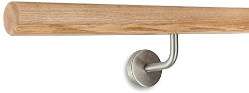 Treppen- und Geländerstudio Graber Barre de Danse en Bois de frêne Clair Ø 42 avec 2 Supports en Acier Inoxydable
