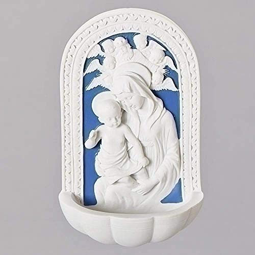 Della Robbia Madonna and Child Holy Blue and White Water Font