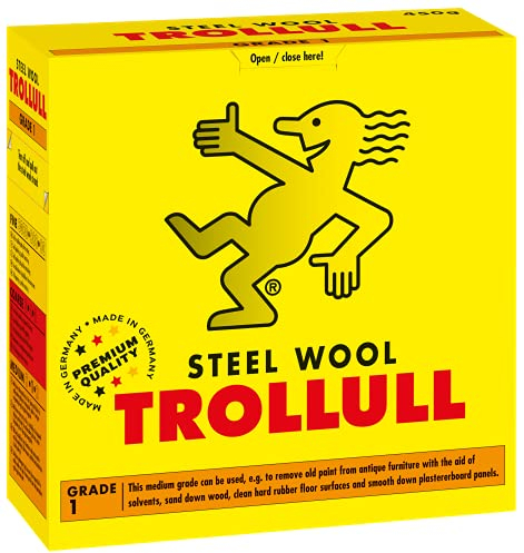 TROLLULL Steel Wool | Wire Wool 450g medium 1 can be used to sand wood surfaces, remove old paint and varnish from antique furniture, and clean hard rubber floors