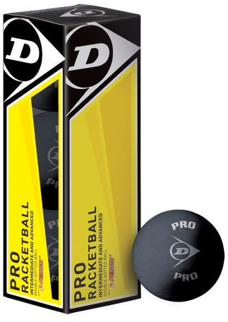 Dunlop Pro Racquetbälle - Squash 57 Bälle (3 Bälle), Schwarz