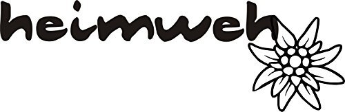 blattwerk-design Autoaufkleber - Heimweh - Edelweiß - Alpen - Berge (200 mm x 70 mm, Grau)