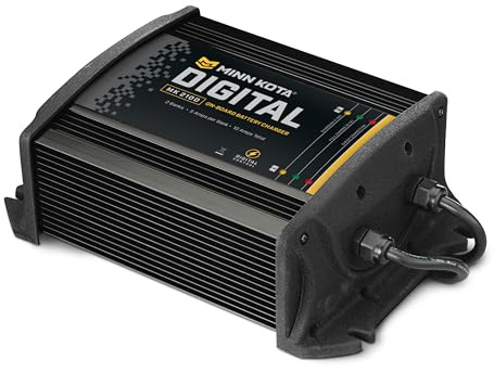 Minn Kota 1822105 MK 210D Digital On-Board Marine Battery Charger, 2 Bank x 5 Amps