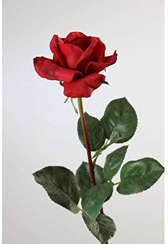 artplants.de Künstliche Rose Amelie, rot, natürlich anfühlend, 70cm, Ø 8cm - Kunstblume Kunstrose