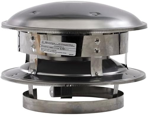 Selkirk 6 SureTemp Chimney Round Top Stainless Steel Exhaust Gas Vent Pipe Cap for Wood Stove Fireplace, Furnace, Water Heater, Silver, 206800