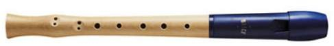Moeck 1023 Flauto 1 Plus Sopran Barock Doppelloch Königsblau Schulblockflöte