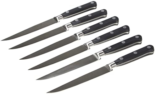 Richardson Sheffield - Sabatier Trompette 6 couteaux steak, Acier inoxydable, Noir