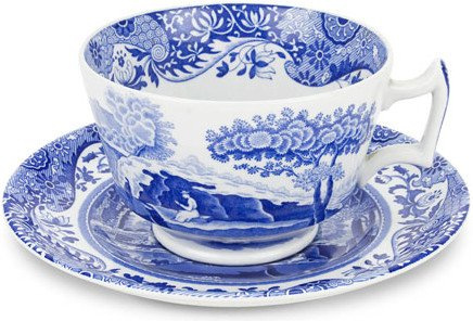 Blue Italian frukostkopp och fat 4 stycken 0,28 l