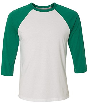 Bella Canvas 3/4-Sleeve Baseball T-Shirt (3200) White/Kelly Green, M