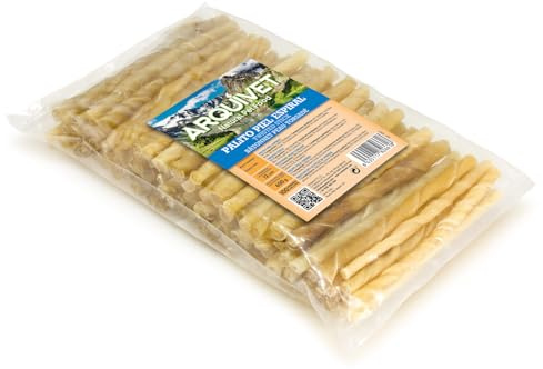 Arquivet Snack Bastoncino in pelle bovina a spirale - Snack cani naturali - Dolcetti, premi e ciumi - 12 cm (sacchetto 100 pz.)