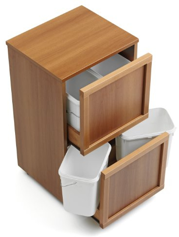 Arredamenti Italia MOBILE PER RACCOGLITORE DI DIFFERENZIATA, 874 MADERA, IN LEGNO, COLORE CILIEGIO