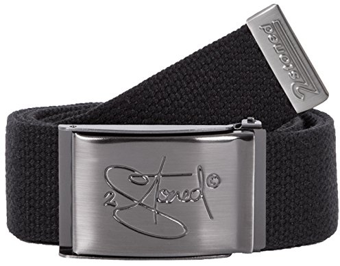 2Stoned Geldgürtel Tresorgürtel Schwarz 4 cm breit Matte Schnalle Classic für Damen und Herren
