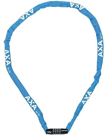 AXA Rigid RCC 120 – Kettenschloss mit Code – 120 cm lang – Stahlglieder 3,5 mm – Sicherheitsstufe 3 – Schutzhülle – Blau