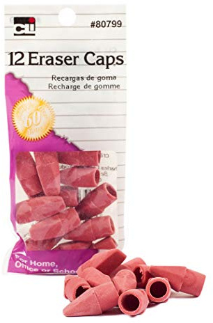 Charles Leonard Pencil Eraser Caps, Pink, 12-Pack (80799)