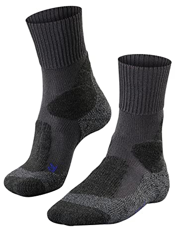 FALKE Herren Wandersocken TK1 Adventure Cool M So Lyocell Funktionsmaterial antiblasen dick 1 Paar, Grau Asphalt Melange 3180, 42-43