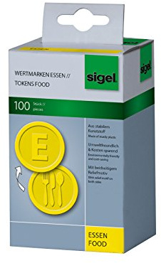 SIGEL WM002 Contromarche Pasti di plastica, motivo a rilievo sul davanti e lettera E sul retro, 25 mm, giallo, 100 pz