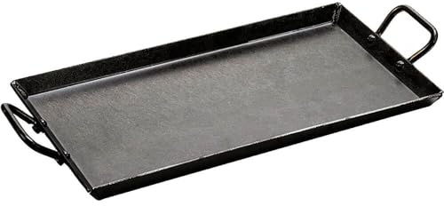 Lodge 18 Inch Pre-Seasoned Carbon Steel Griddle - Unparalleled Heat Retention - Use in the Oven, on a Gas Stove, on the Grill, or Over a Campfire - Black