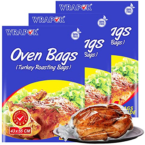 WRAPOK Borse per la cottura di piccole dimensioni Nessun sacco per la torrefazione per la Turchia Carne di pollo Pesce di pesce Frutti di mare Vegetale - 12 sacchetti (17 pollici x 21.5 pollici)