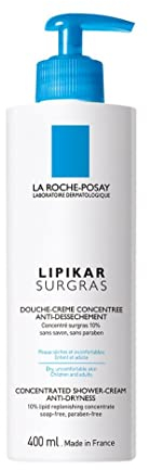 La Roche Posay Lipikar Surgras Duschcreme, Rückfettendes, konzentriertes Duschgel für trockene, empfindliche Haut, Zur schonenden Reinigung, 400 ml