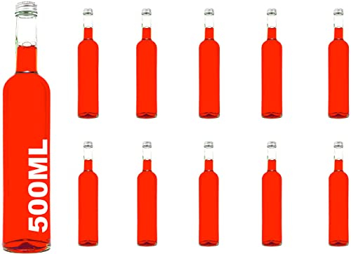 10 leere Glasflaschen 500 ml BOR Flasche Saftflaschen Flaschen mit Schraubverschluss zum selbst Abfüllen 0,5 Liter l Likörflaschen Schnapsflaschen Essigflaschen Ölflaschen Höhe 32 cm, von slkfactory