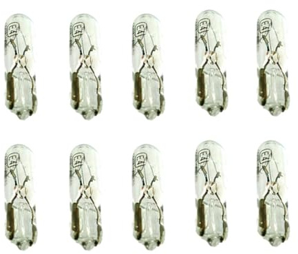 10 delar 12V halogenlampa, ersättningslampor för bilar och motorcyklar (T5 W1,2W 12V 1,2W)
