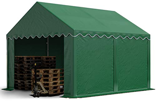 TOOLPORT Abri Tente de Stockage 3 x 4 m, Cadre de Sol, bâches en PVC env. 500 g/m² 100% imperméable, Vert Fonce