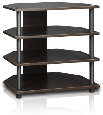 Furinno Econ enkel montering 4-nivåer liten TV-stativ, espresso