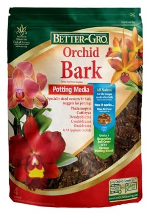 Better-Gro Orchid Bark - Premium Grade Orchid Potting Medium for Potting, Repotting, Root Development, and Water Retention, Ideal for Phalaenopsis, Epiphytic Orchids, and Tropical Plants - 4 Quarts