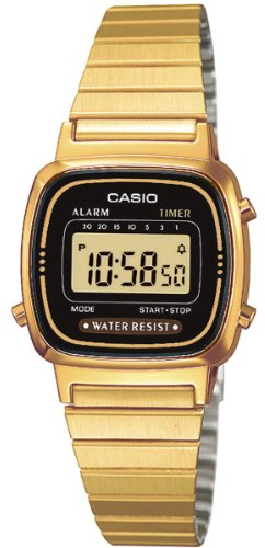 Casio – LA-670WG-1 – Ladies’ Watch – Quartz Digital – Golden Dial – Gold-Coloured Metal