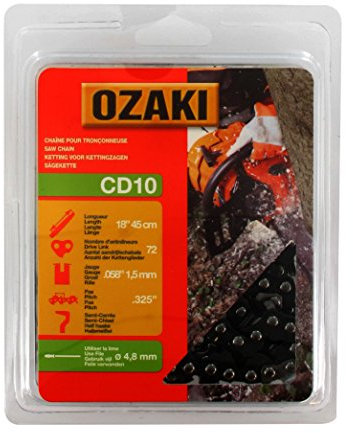 Ozaki - Motosierra de cadena de 325, 72 eslabones de arrastre, 0.058-chip (1,5 mm)