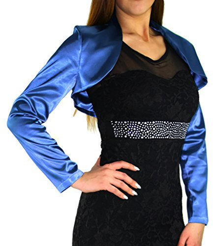 #993 Ladies Satin Long Sleeve Bolero Jacket 36 38 40 42 44 46 - blue -