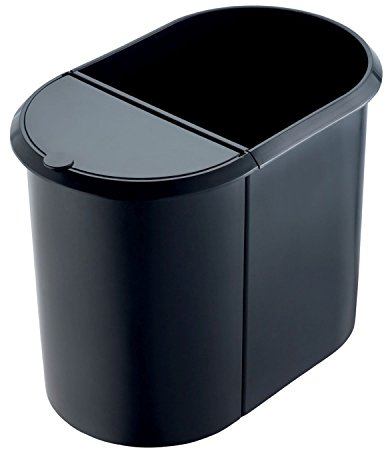 Helit H6103995 - Duo-System-Papierkorb, oval/umlaufender Griffrand, schwarz