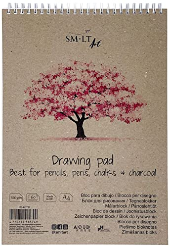 SMLT PB-60TS Authentic Line A4 Skizzenblock, 120 gsm, 60 Blatt, mit Perforation, recycelter Deckel und Doppelspirale