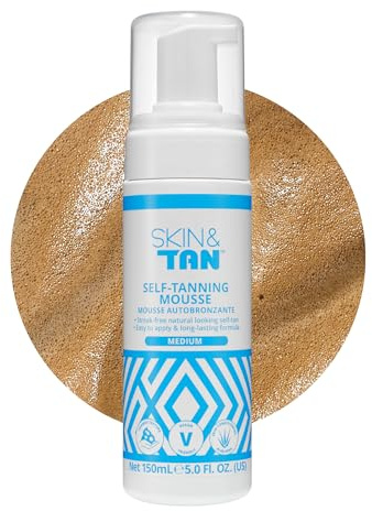 Skinny Tan Gradual Tanning Mousse – Medium Self Tan Mousse for a Natural Glow – Lightweight Easy to Apply Streak-Free, Even Finish 150 ml