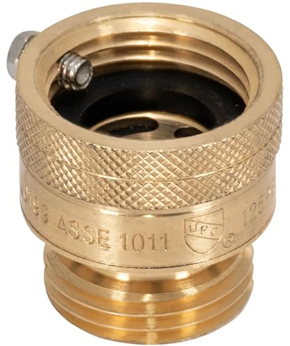 Eastman 3/4 Inch FHT x 3/4 Inch MHT Hose Bibb Anti Siphon Vacuum Breaker, Brass Plumbing Fitting, 20199