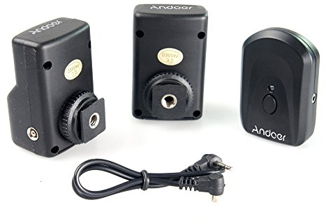 Andoer PT-04GY Disparador de Flash Universal Control Remoto de radio inalámbrico 1 transmisor y 2 Receptores para Canon Nikon Pentax Olympus(16 canales)