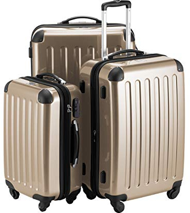 Hauptstadtkoffer Alex - 3er Kofferset - Handgepäckskoffer 55 cm, mittelgroßer Koffer 65 cm + großer Reisekoffer 75 cm, Hartschale ABS+PC, Zahlenschloss, Champagnerr