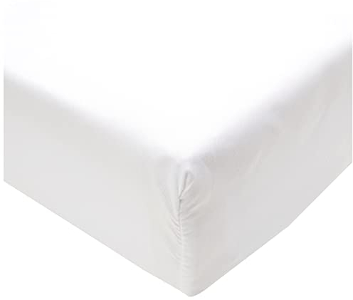 Amazon Basics Spannbettlaken, 160 x 200 x 30 cm, Mikrofaser, Spannbetttuch - Matratzenhöhe bis 30 cm, Weiß