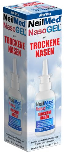 NeilMed NasoGel Spray – Feuchtigkeitsspendendes Nasenspray mit Aloe Vera & Hyaluron gegen trockene Nase, Nasenpflege nach OP, für Allergiker & Erkältung