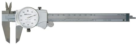Mitutoyo 505-742J Dial Caliper, 0-6 Range, 0.001 Accuracy, 0.1/Rev, Smooth Dial Movement with Shock Protection, Lock Screw, Improved Readability, Measures OD, ID, Depth & Steps