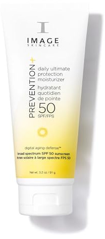 IMAGE Skincare PREVENTION+ Daily Ultimate Protection Moisturizer, SPF 50 Face Sunscreen Lotion, Zinc Oxide, Blendable with No White Cast, 3.2 oz