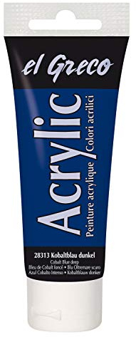 KREUL 28313 - El Greco Acrylic, 75 ml Tube in kobaltblau dunkel, hochpigmentierte, glänzende Acrylfarbe in Studienqualität, buttrig vermalbar, für pastose Malerei