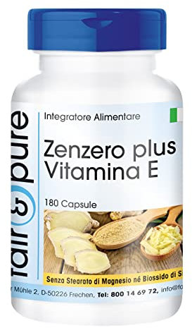 Fair & Pure® - Ingwer 600mg Plus Vitamin E - 180 Kapseln - vegan - Ingwer-Wurzelpulver - Gingerol - ohne Magnesiumstearat und Siliciumdioxid