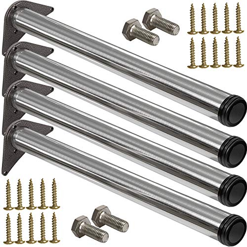 Stahlia 4 x Edelstahl Tischfuß Ø60 mm Tischbeine Möbelfuß |Höhe 1100 mm|höhenverstellbar + 30 mm|inkl. Befestigungsmaterial |Tischfuss Verstellfuß Möbel Fuß Füße |