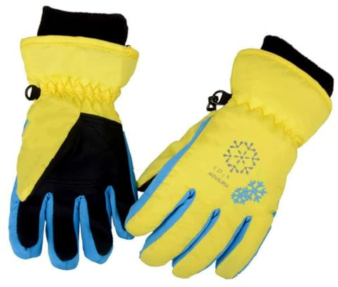 Azarxis Kids Children Ski Gloves Winter Snow Gloves Waterproof Winter Warm Gloves for Snowboarding, Sledding (XS,3-5 Years Old, Yellow)