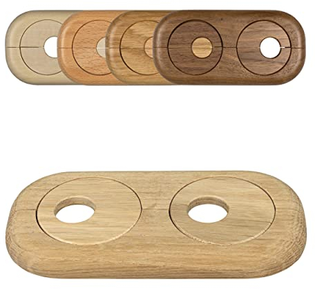 FUX 1 Pcs. Rosace radiateur double, 15mm-22mm, différentes couleurs, distance variable entre tuyaux, cache tuyau, cache pour tubes, rosace, plomberie chauffage, parquet (19mm, chêne brut)