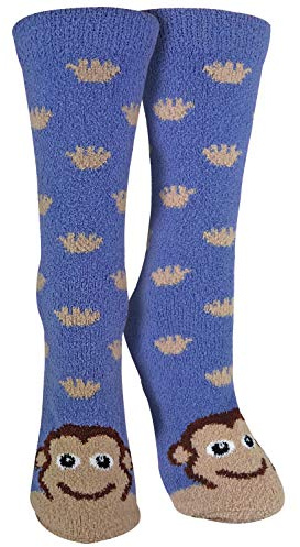 Sock Snob - Mujer Colores Invierno Peluche Animales Antideslizantes Calcetines para Estar por Casa (37-40 EU, MONO)