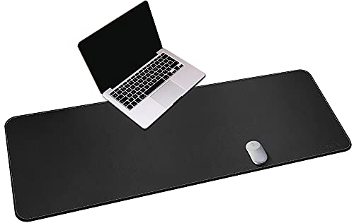CENNBIE Large Leather Desk Pad Protector, PU Leather Desk Mat Blotters, Desk Blotter Accessories Decor,Black Laptop Mat for Office/Home (140x40cm)