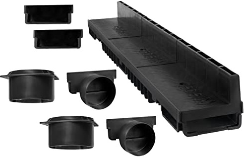 S-lon Schlitzrinne Set | 3 m | Typ 20 (Höhe 108 mm) | schwarz (Entwässerungsrinnen)